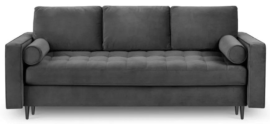 Tmavosivá zamatová rozkladacia pohovka Milo Casa Santo