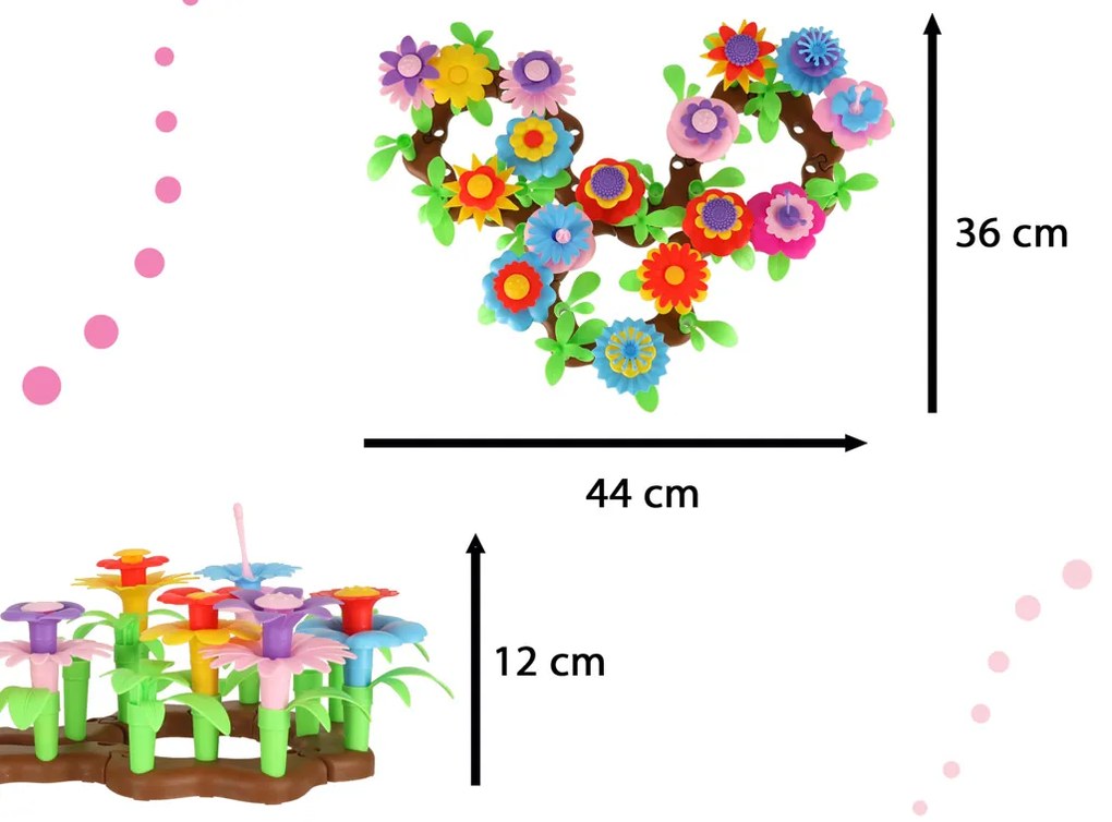 KIK Kreatívna stavebnica Kvetinová záhrada 104 dielov – plastové bloky pre deti 3+