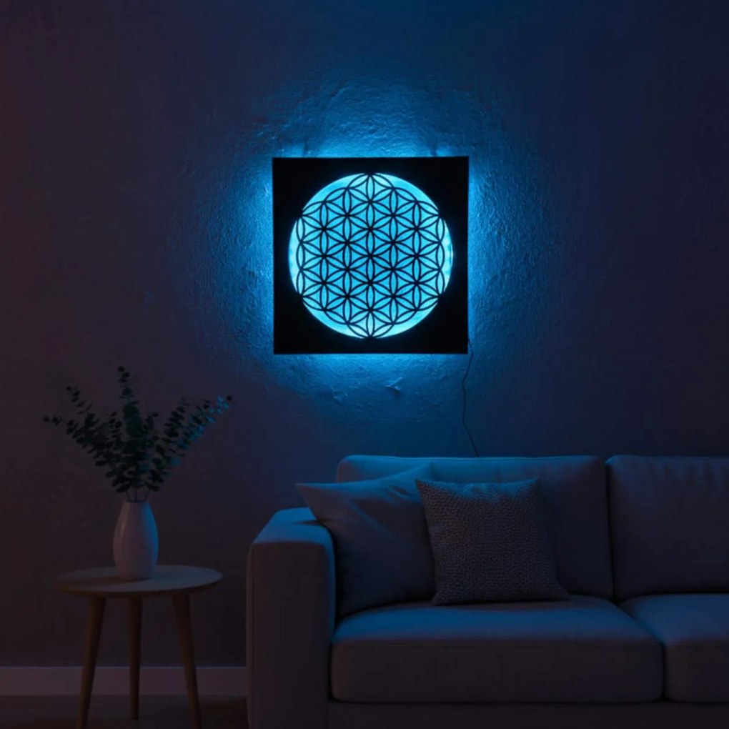 SENTOP | Drevená mandala Kvet života s LED podsvietením obraz na stenu | SENTOP LED0168