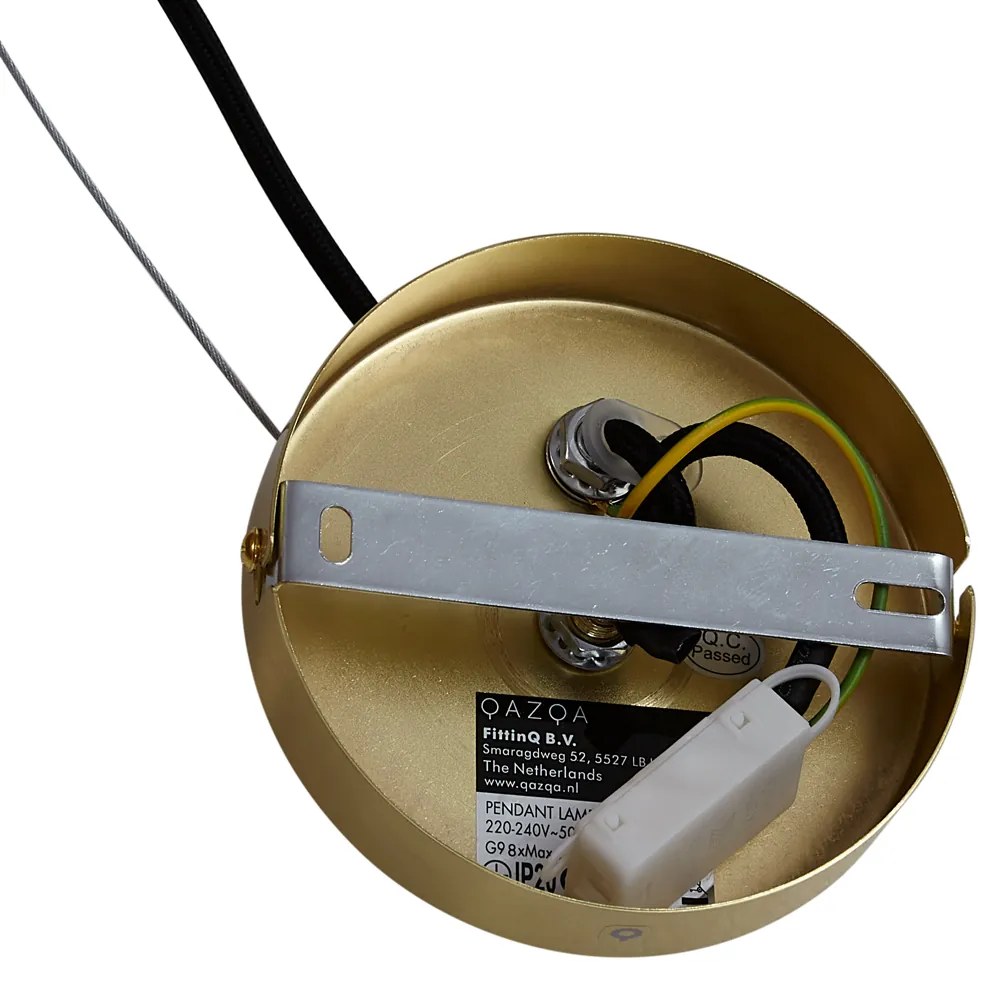 Art Deco závesná lampa zlatá s dúhovým sklom 50cm 8-svetiel - Uvas