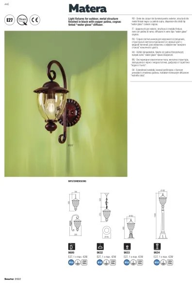 Redo 9632 - Vonkajší luster na reťazi MATERA 1xE27/42W/230V IP33