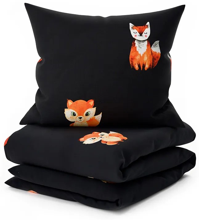 Obliečky z mikrovlákna FOXES čierne Rozmer obliečky: 2 ks 70 x 80 cm | 160 x 200 cm