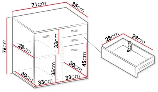 Komoda MIKE 76x71 cm biela