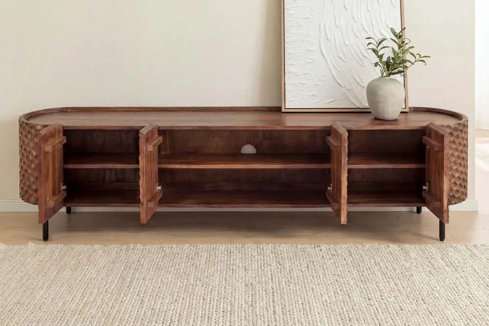 Dizajnový TV stolík Zaxson 200 cm hnedé mango