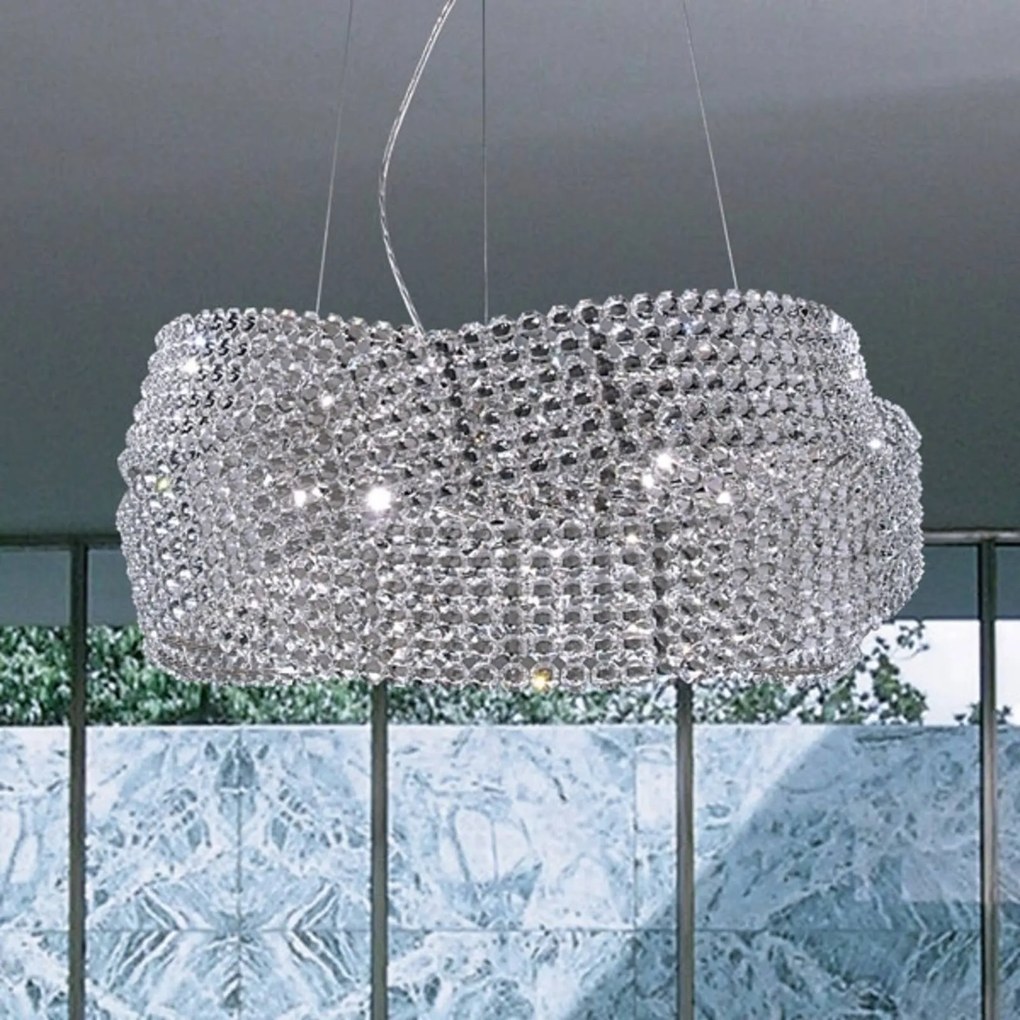 Krištáľová závesná lampa Diamante Ø 95 cm