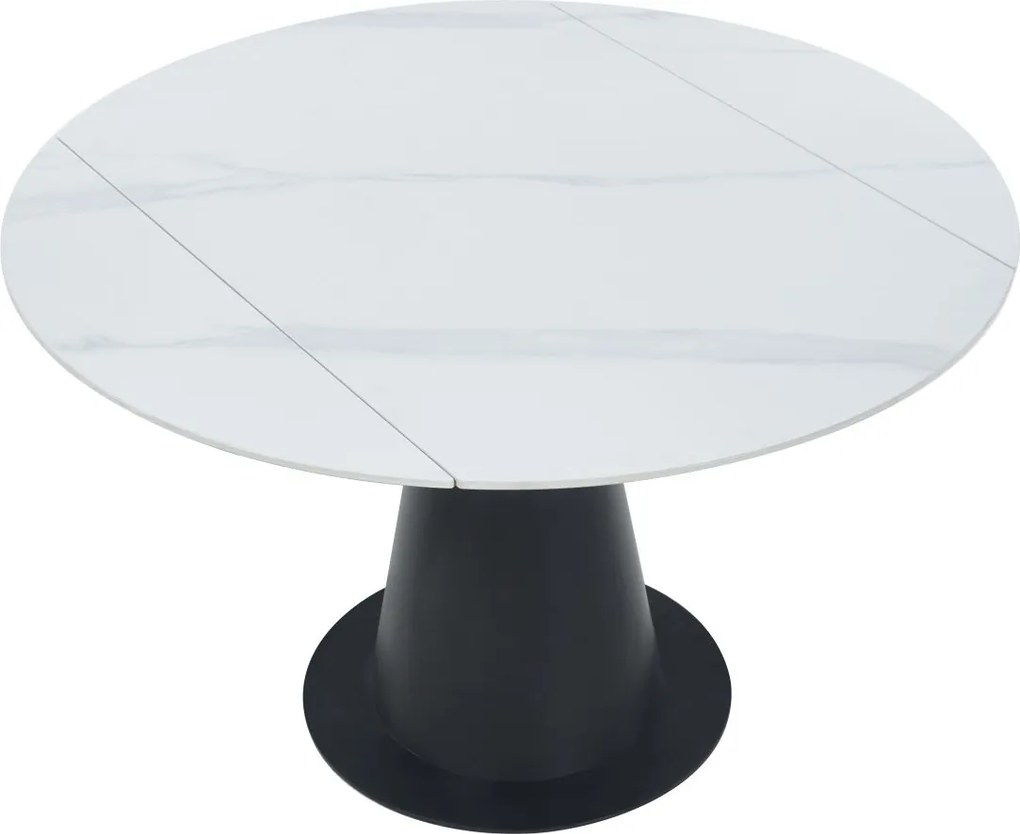 Vintino Rozkladací jedálenský stôl SORIAN 75–120 × 120 cm – biely mramor / čierna oceľ