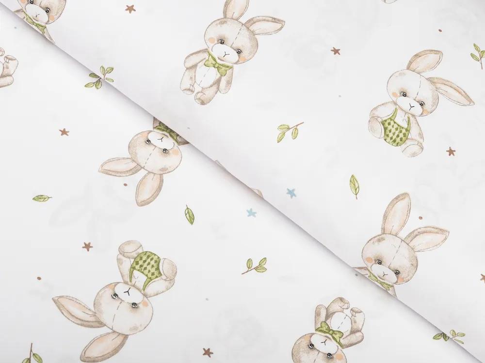 Biante Detské bavlnené posteľné obliečky do postieľky Sandra SA-401 Zajačiky na bielom Do postieľky 90x120 a 40x60 cm