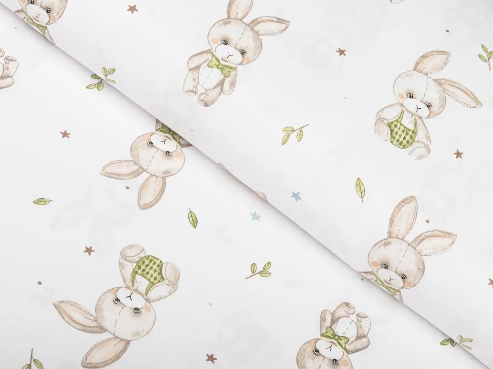 Biante Detské bavlnené posteľné obliečky do postieľky Sandra SA-401 Zajačiky na bielom Do postieľky 90x140 a 40x60 cm