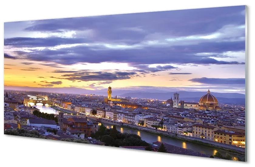 Sklenený obraz Taliansko rieka západu slnka 140x70 cm