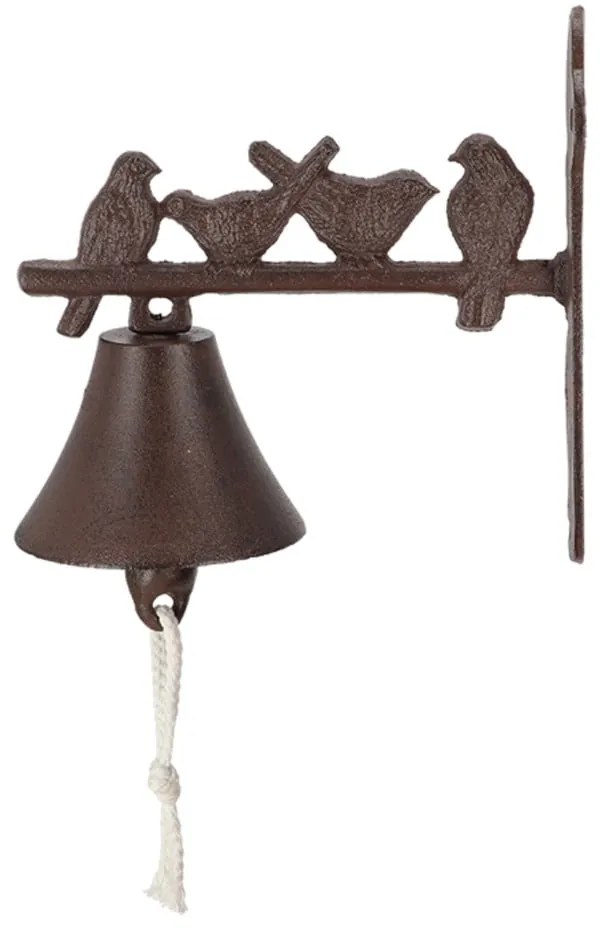 Liatinový nástenný zvonček s dekoratívnymi vtáčikmi Esschert Design