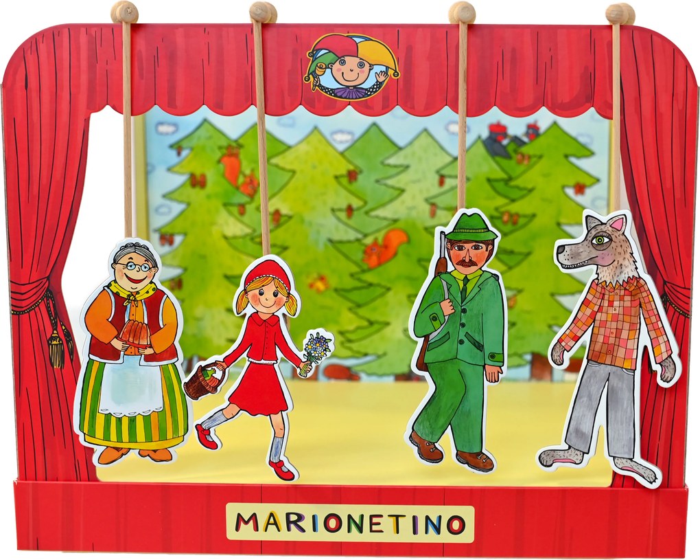 MARIONETINO Bábkové divadlo – Červená Čiapočka a Janko a Marienka (kompletný set, 9 bábok)