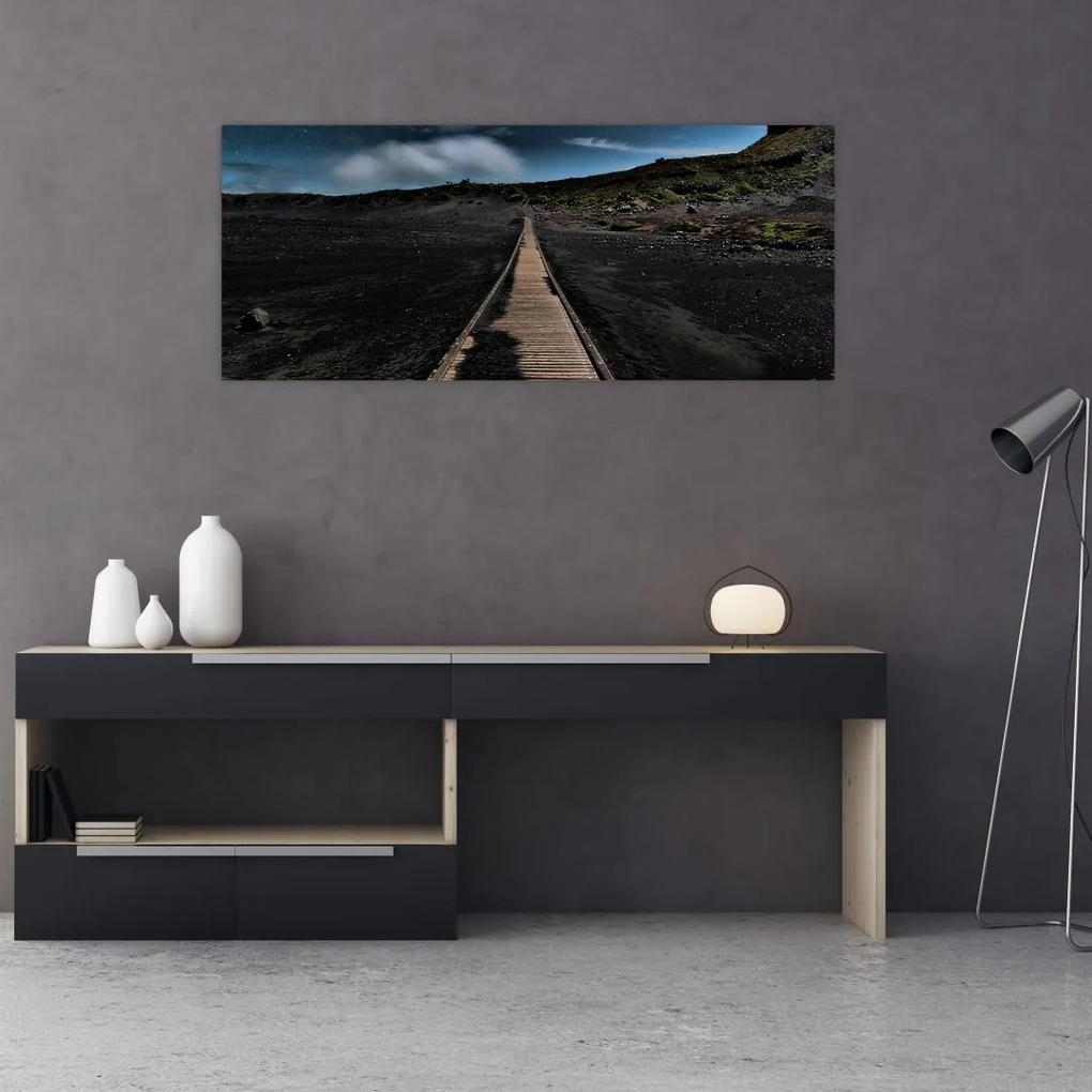 Obraz drevenej cesty za súmraku (120x50 cm)