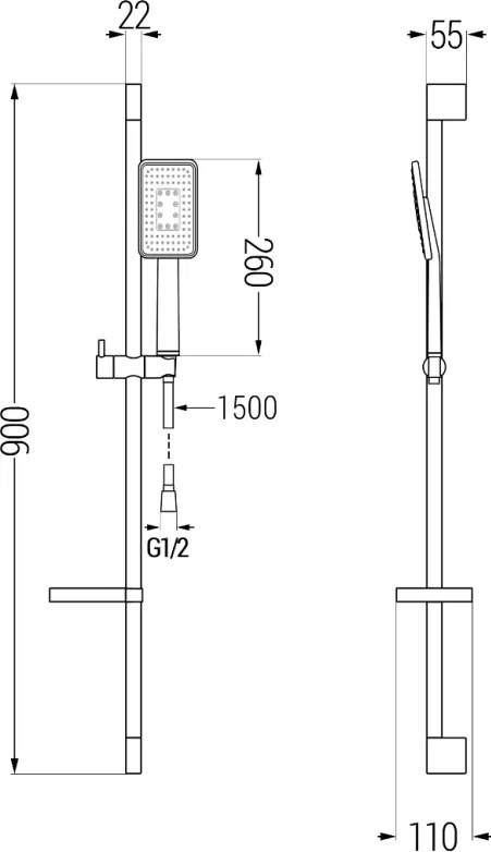 Mexen sprchový set DS54, čierna/chróm, 785544583-71