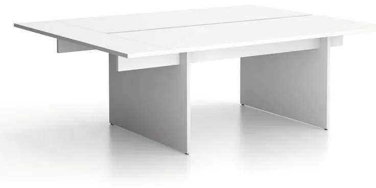 Stôl double SOLID + 1x zakončovací stôl, 2100 x 1650 x 743 mm, biela