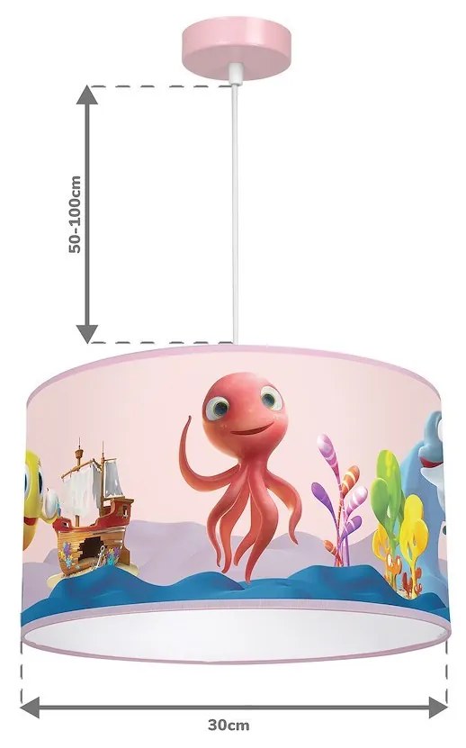 Detské závesné svietidlo Lola, 1x plastové tienidlo so vzorom, p