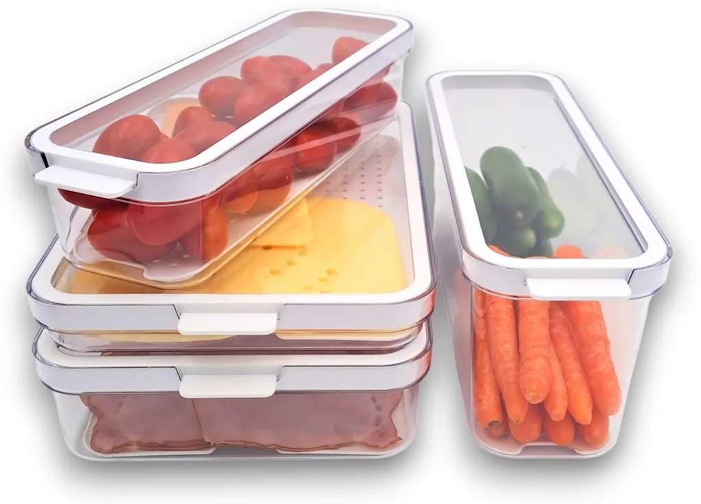 Rotho Súprava 4 ks organizérov do chladničky CAUMA - 1,15 l + 1,3 l + 2 l + 2,6 l