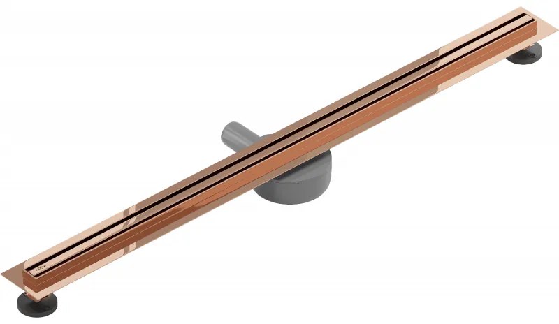 Mexen Flat nerezový sprchový žľab s rotačným 360° sifónom 100 cm, vzor SLIM, ružovo-zlatá, 1641100
