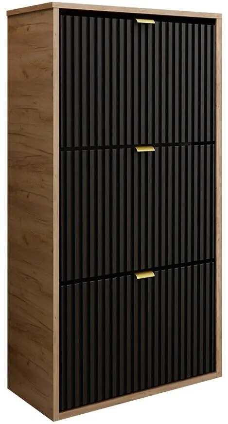 Skrinka na topánky Laro I Stojaci Craft/Čierna/ Zlatý