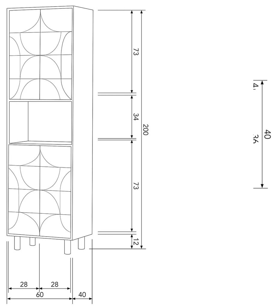 Kabinet wardo 60 x 200 cm tmavo hnedá MUZZA