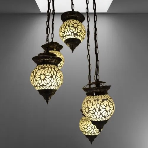 Mozaikový luster orientálny 5 tienidiel Globe CRYSTAL Ø35*75