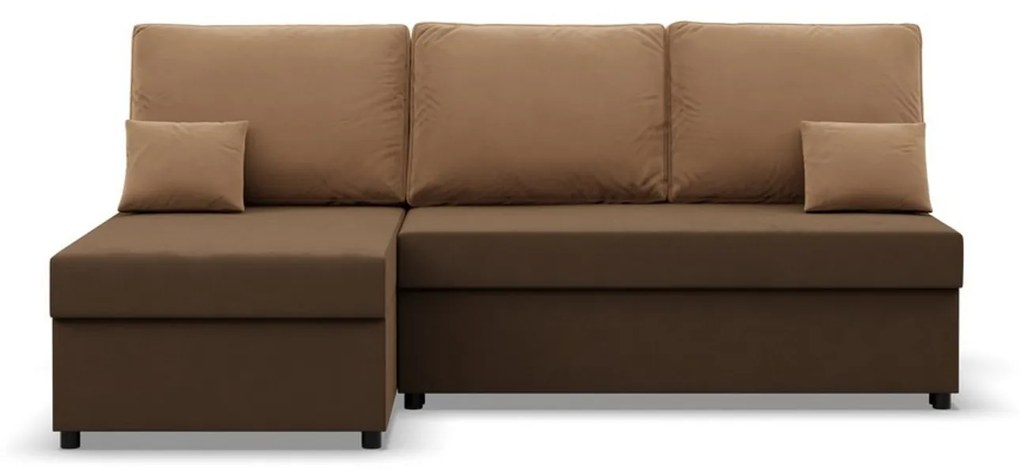 Rohová rozkladacia sedacia súprava DELI Hnedá/hnedá I