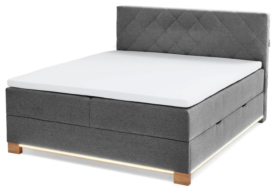 Sivá boxspring posteľ s úložným priestorom 180x200 cm Messina – Meise Möbel