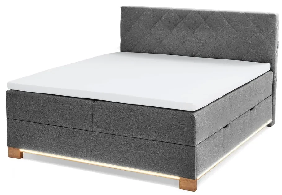 Sivá boxspring posteľ s úložným priestorom 180x200 cm Messina – Meise Möbel