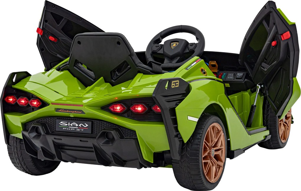 Ramiz Lamborghini SIAN batéria pre deti Zelená + diaľkové ovládanie + EVA + pomalý štart + LED Audio