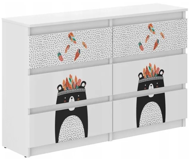 Detská komoda s veľkým medveďom 77x30x120 cm