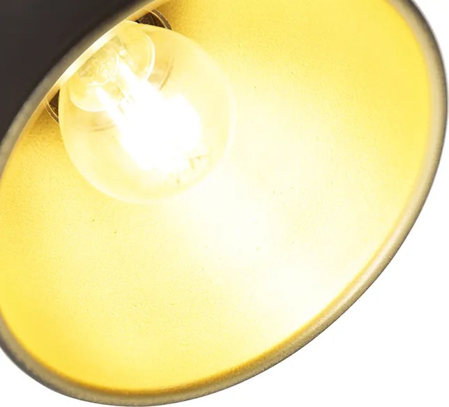 Priemyselná nástenná lampa čierna so zlatom nastaviteľná - Liko