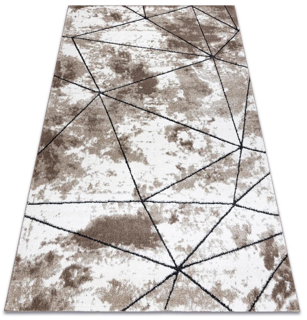 Moderný koberec COZY Polygons, geometrický , trojuholníky - Štrukturálny,  dve vrstvy rúna, hnedá