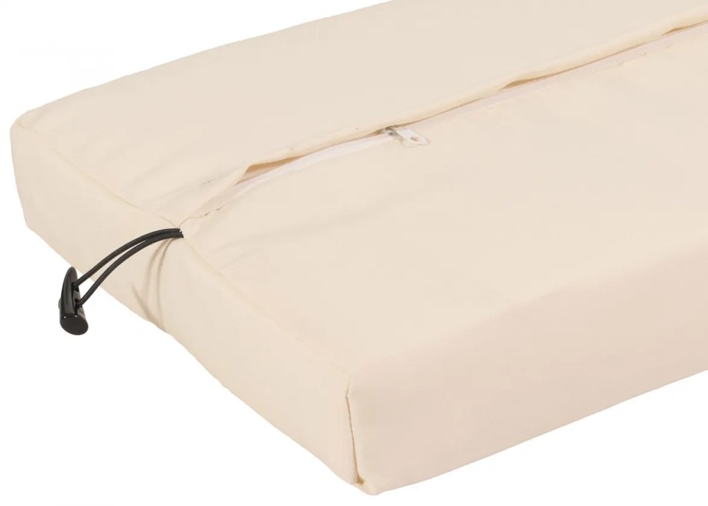 Záhradná lavica HWC-G16, polyratan - hnedá, krémový vankúš