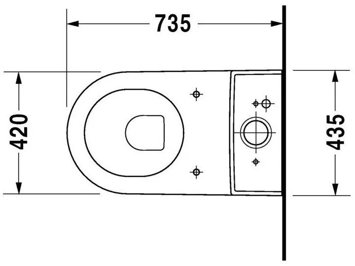 DURAVIT Starck 3 Big Toilet WC misa kombi s Vario odpadom, 435 mm x 400 mm x 735 mm, 2104090000