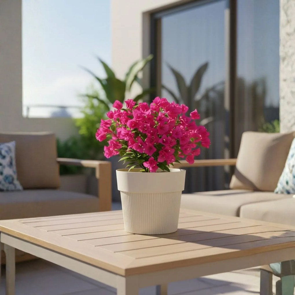 PLASTOVÝ KVETINÁČ SILVA LINE 14,5X13 CM BÉŽOVÁ