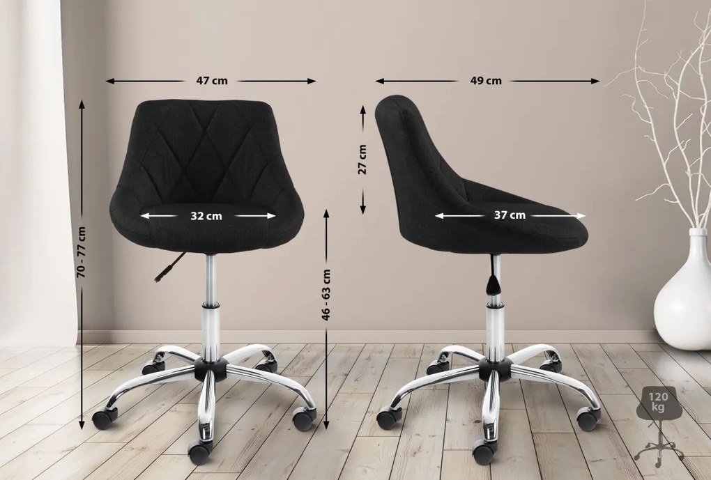 Design-Shop Pracovná stolička Lazio - látka - Čierna
