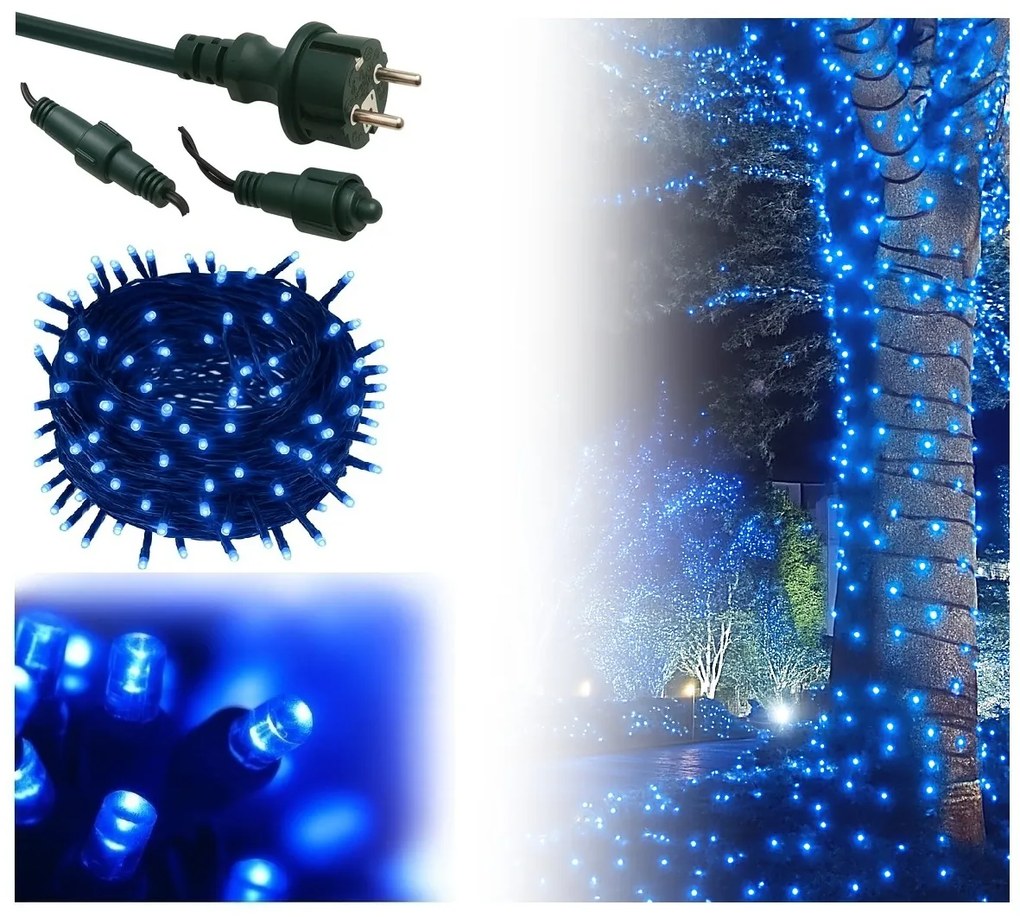 Vianočné svetielka vonkajšie FLASH modrá 100 LED