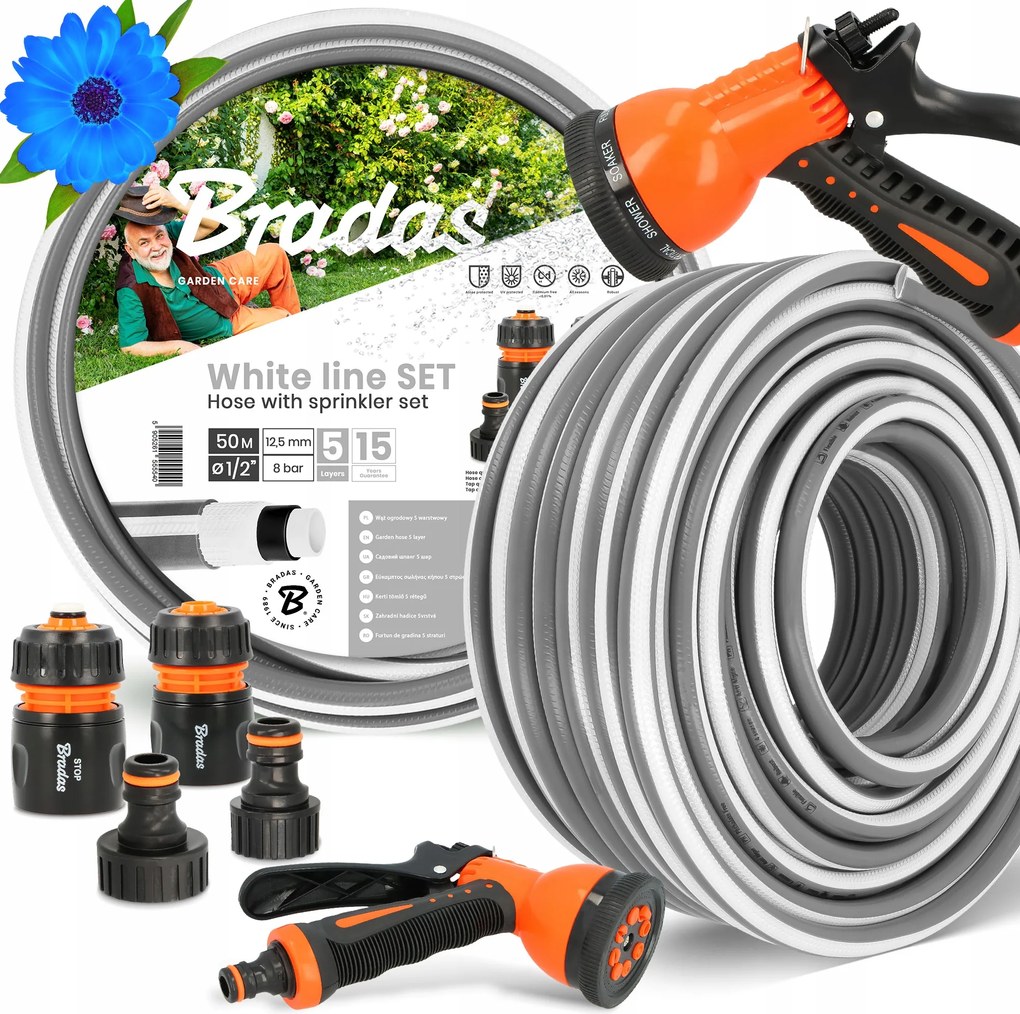 Záhradná Hadica 1/2 Vody Zvinovací zavlažovací systém 50 m Šlauf 5-VRSTVOVÝ Zbroj Yo-p