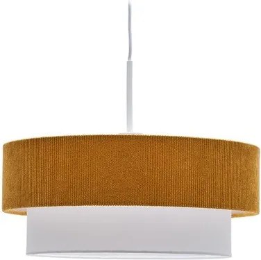 Detský luster v horčicovej farbe/biely s textilným tienidlom Bianella – Kave Home