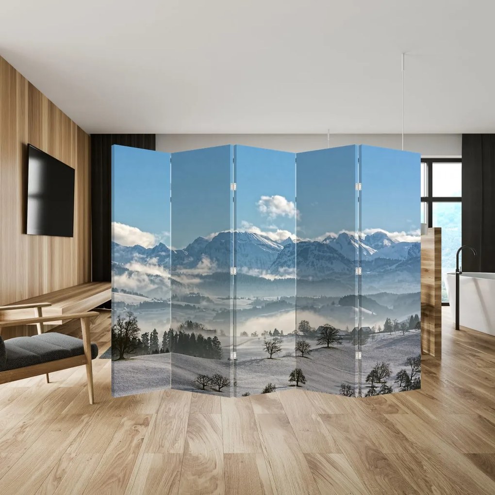 Paraván - Zasnežené hory (210x170 cm)