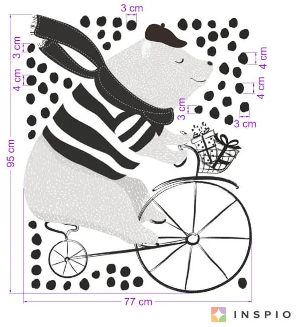 Nálepka do detskej izby - Medveď na bicykli