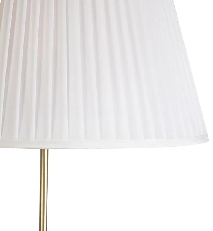 Stojacia lampa zlatá / mosadz so skladaným odtieňom krémová 45 cm - Parte