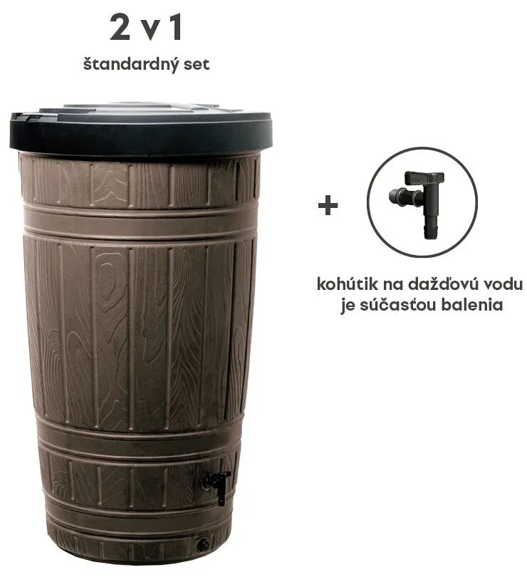Sud na dažďovú vodu WOODCAN 265l hnedý