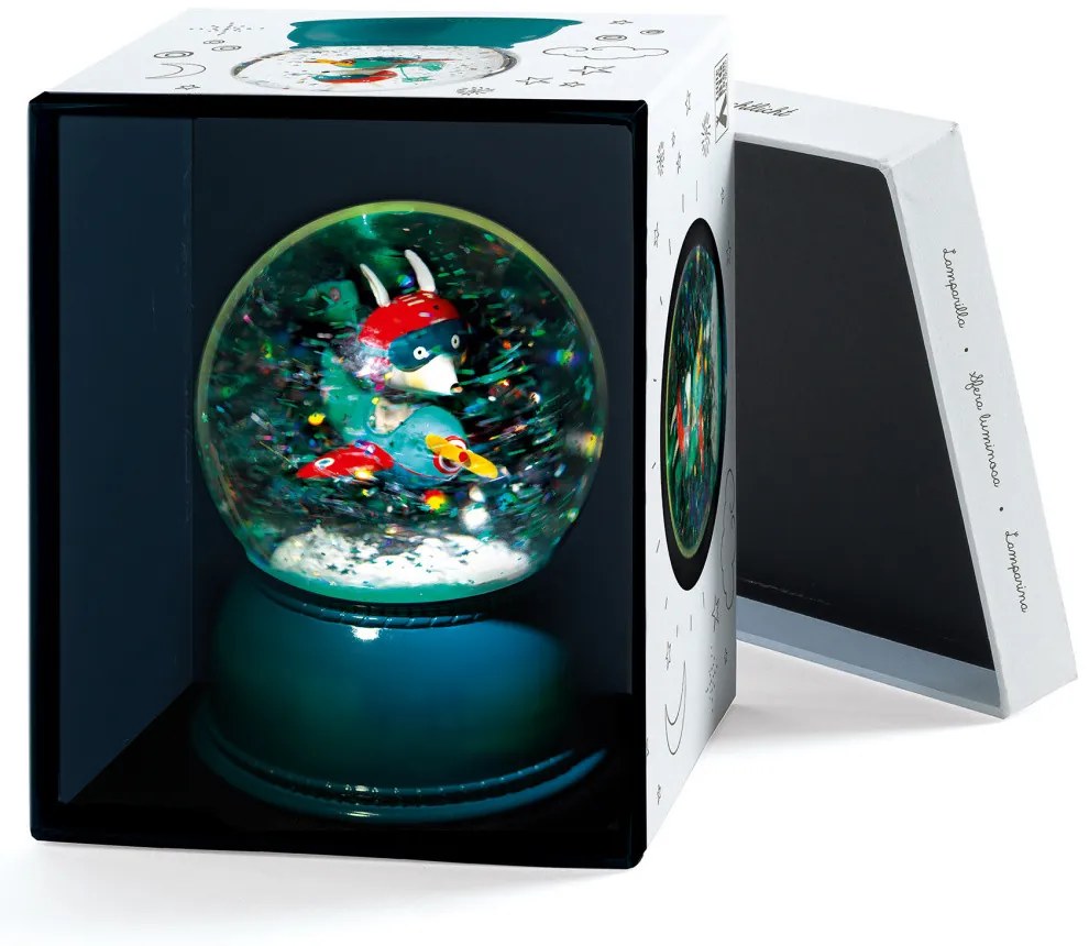 Nočné svetlo v snehovej guli - Lietadlo