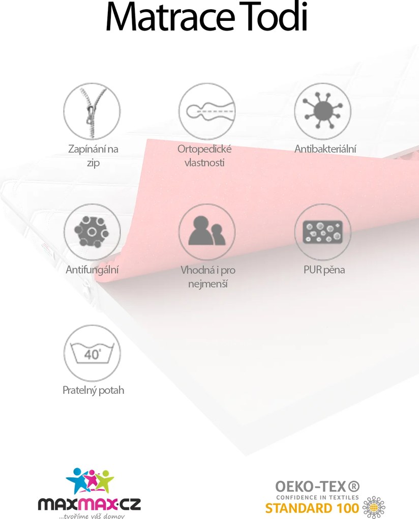 Detský matrac LUX COMFORT TODI KIDS 180x80x12 cm - pena/masážna pena