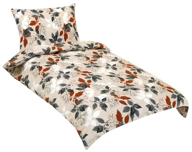 Bellatex Krepové obliečky Jesenné lístie, 140 x 200 cm, 70 x 90 cm, 140 x 200 cm, 70 x 90 cm