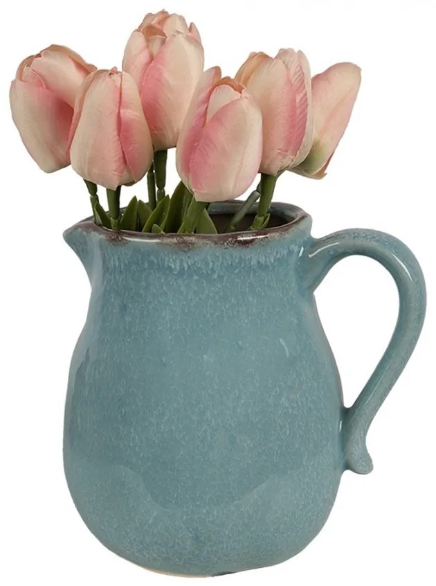 Dekorace Plechovka 17x13x15 cm Modrá keramika - 17*13*15 cm