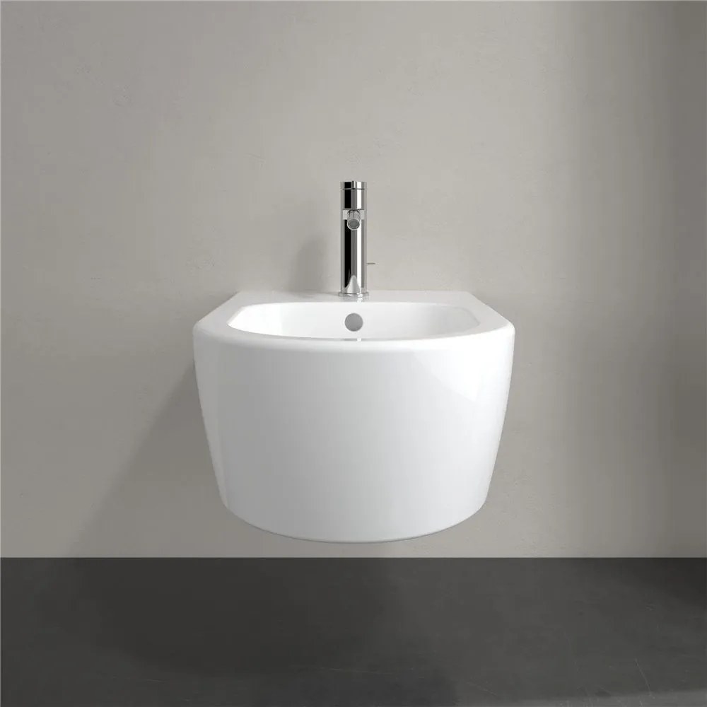 VILLEROY &amp; BOCH Avento závesný bidet s otvorom, s prepadom, 370 x 530 mm, biela alpská, s povrchom CeramicPlus, 540500R1