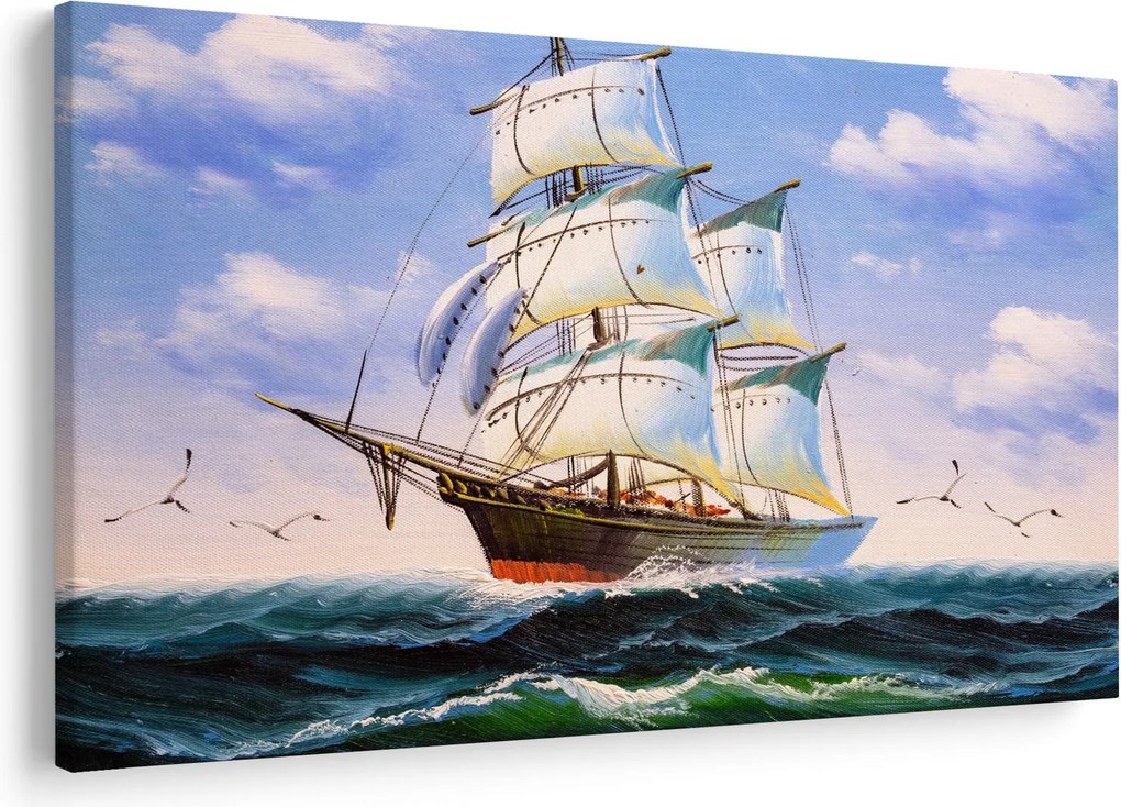 Obraz lode na vlnách (90x60 cm)
