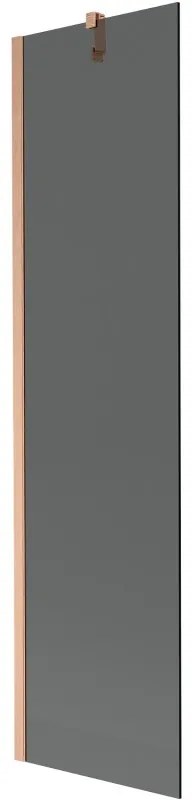 Mexen Next, 1-krídlová vaňová zástena 50 x 150 cm, 6mm šedé sklo, medená matná, 895-050-000-00-40-65