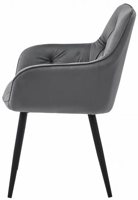 Set dvoch jedálenských stoličiek JORK zamatové, tmavosivé (čierne nohy) 2 ks